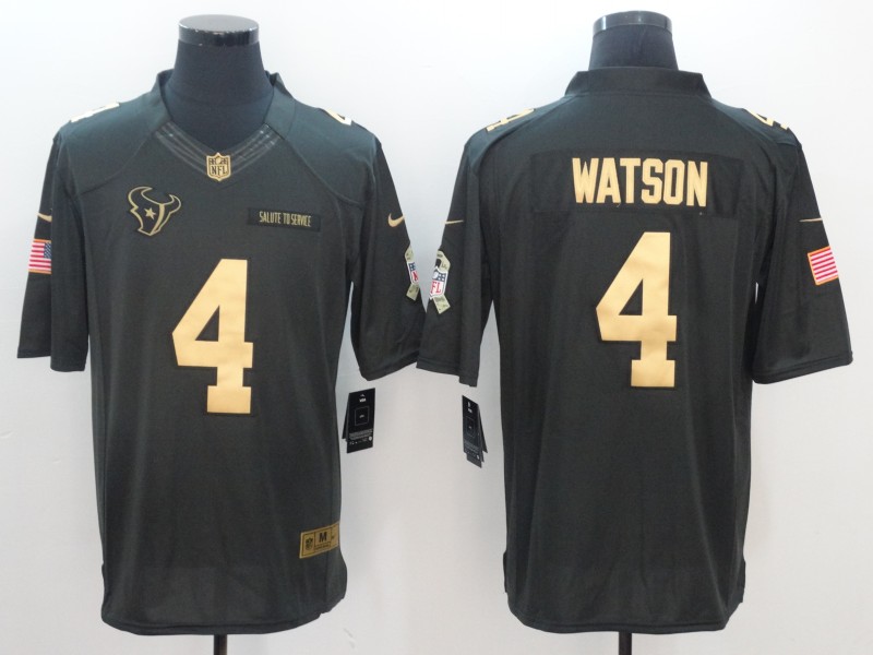 Men Houston Texans #4 Watson Green Nike Anthracite Salute To Service Limited Jersey1